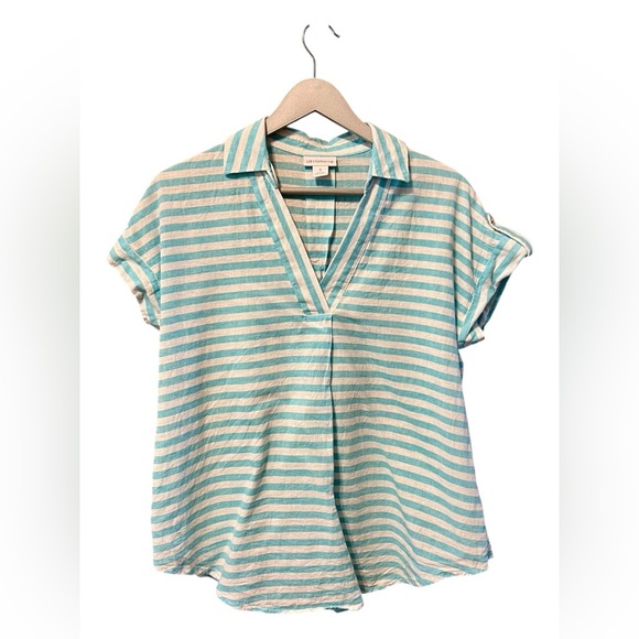 Liz Claiborne Striped Linen-Blend Shirt – Size Small - Picture 1 of 4